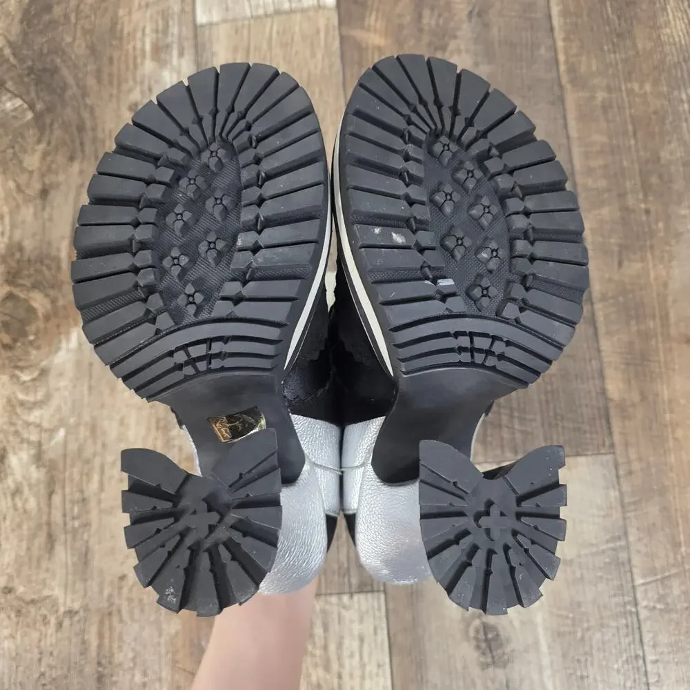 Irregular Choice Winner Takes It All Platform Heels Black Silver Lace Up 38